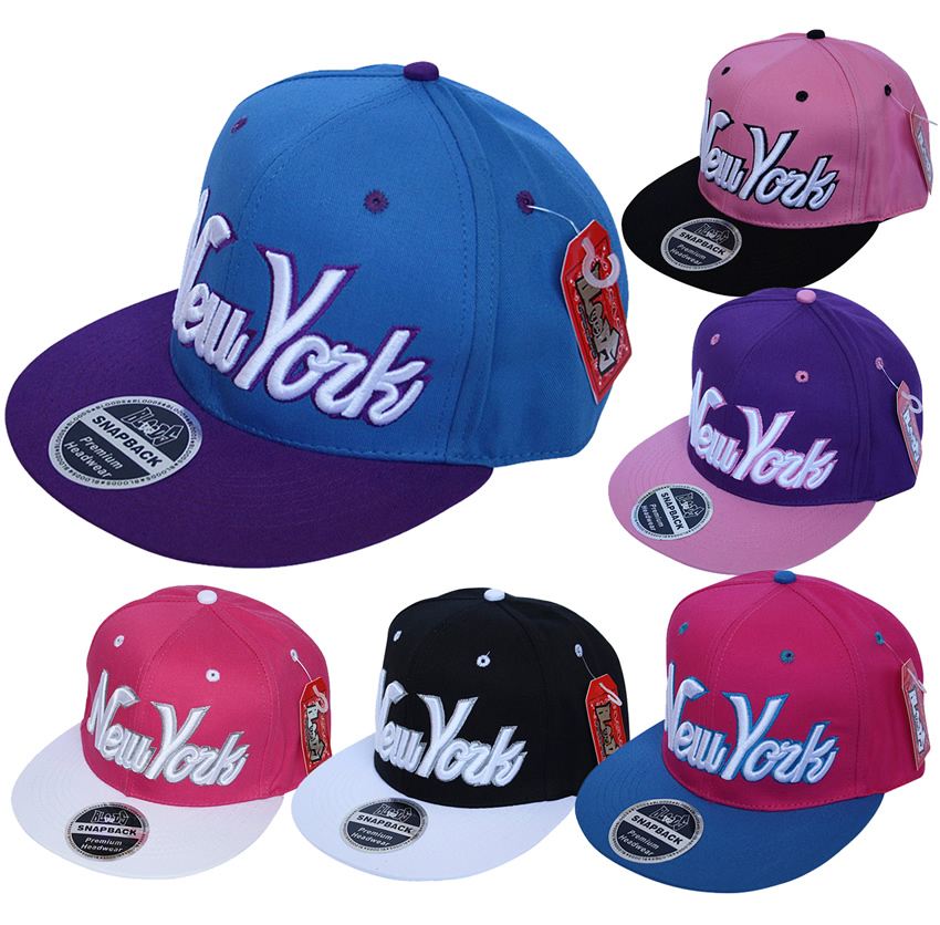 Bloods 2 Tone NY New York Script Snapback Flat Peak Cap Hat  display picture 3